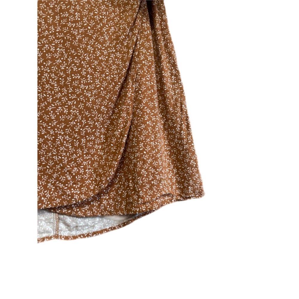 Copper Key Wrap Skirt Womens Large Brown Floral CJ6238LW Side Tie Rayon - Picture 4 of 9